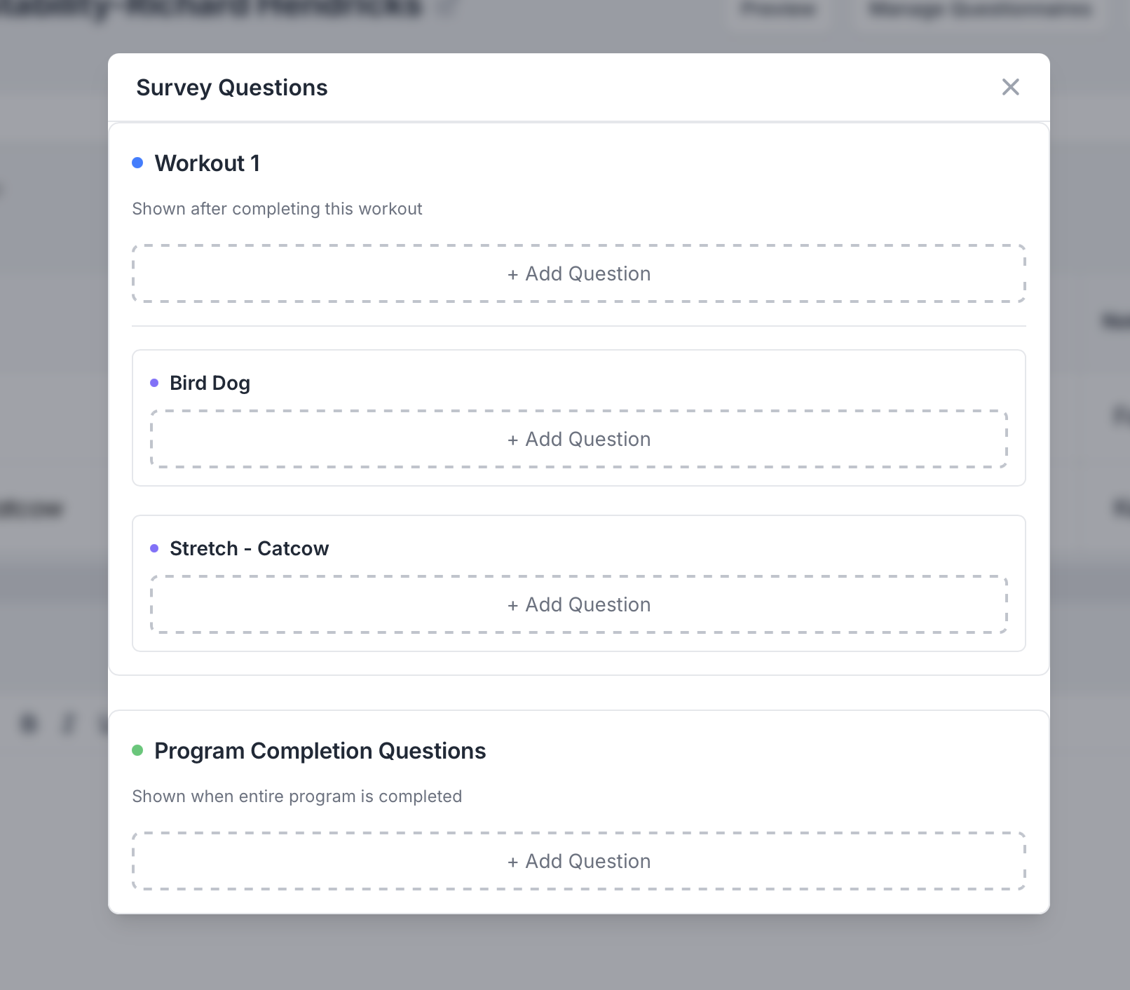 Coach view – survey builder